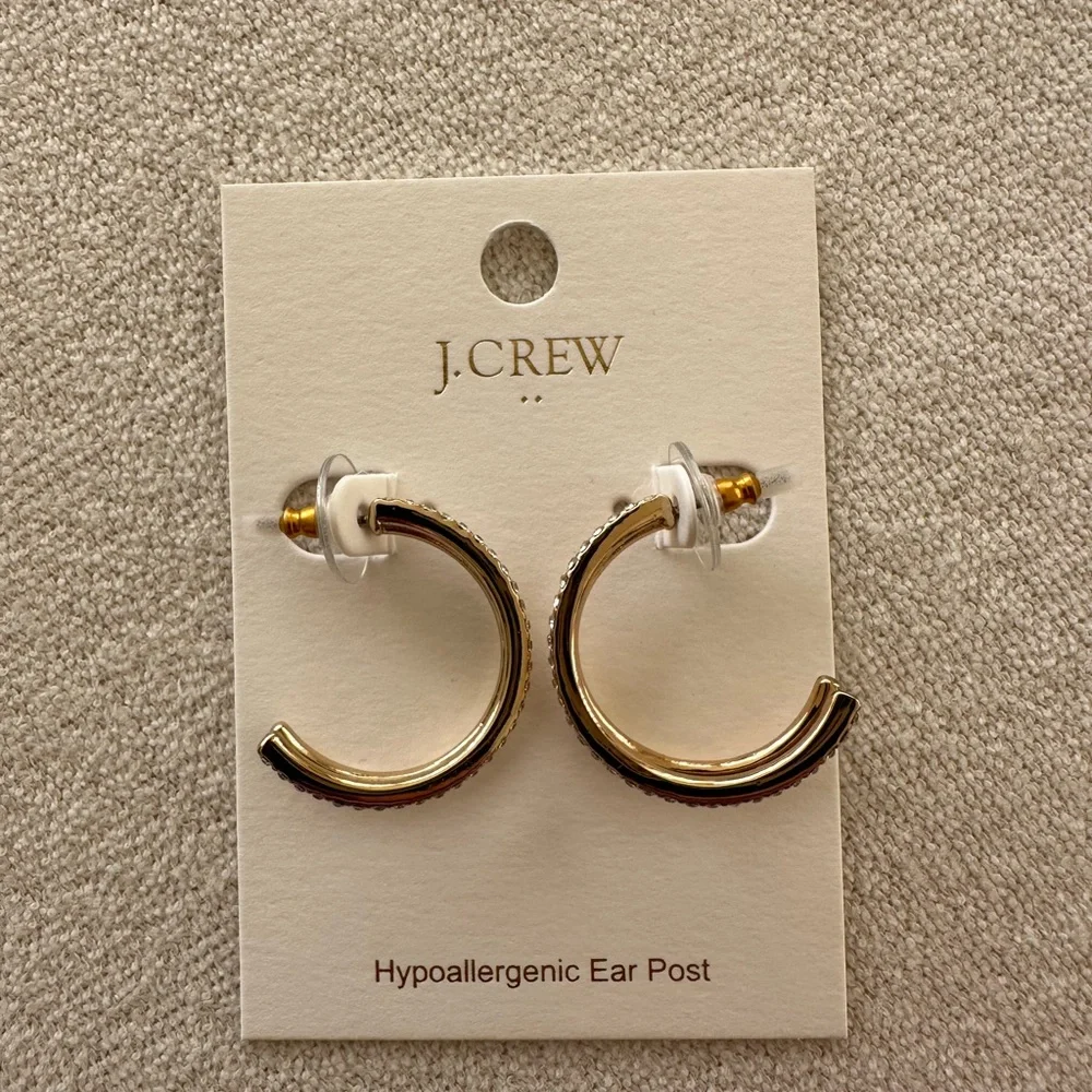 NWT J Crew Factory gold hoop earrings - Picture 2 of 3
